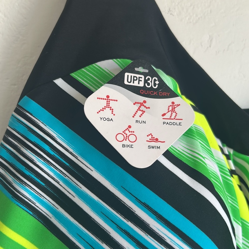 ZeroXposur Swimwear Tankini Top Stripes UPF 30+ Quick Dry Material NWT - Picture 3 of 8